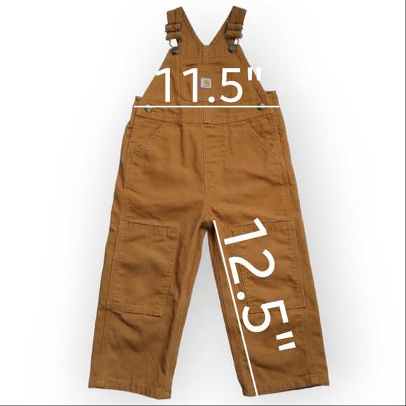 Carhartt Canvas Bib Overalls Toddler Size 2T Brown Double Knee Loose Fit Cotton - Picture 2 of 9